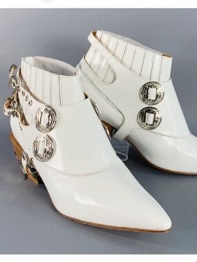 Toga Pulla White Harness Ankle Boots Western 37